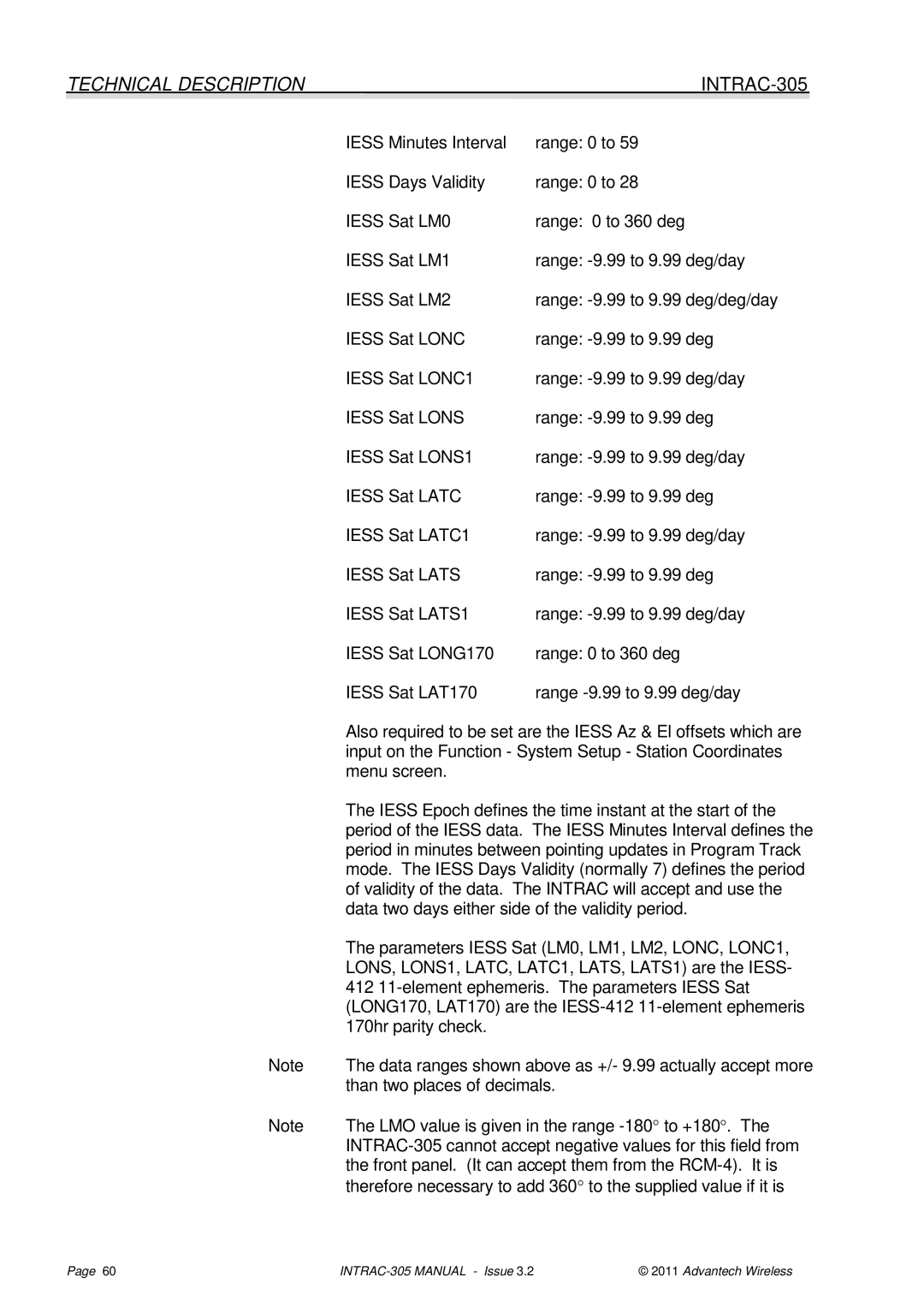 Advantech INTRAC-305 user manual Than two places of decimals, LMO value is given in the range -180to +180 