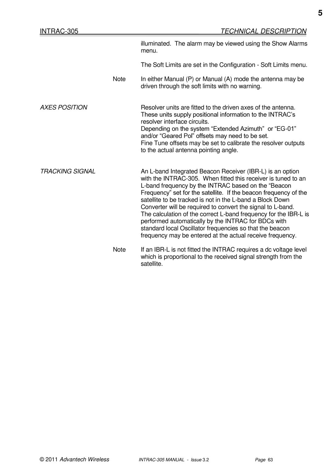 Advantech INTRAC-305 user manual Axes Position, Tracking Signal 