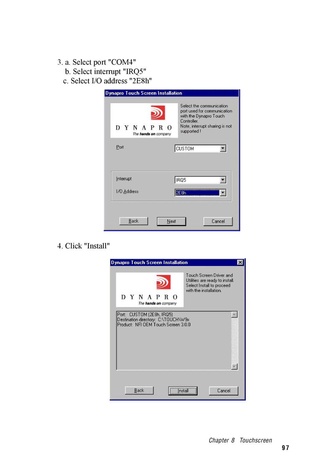 Advantech IPPC-9120, IPPC-9150 user manual Touchscreen 