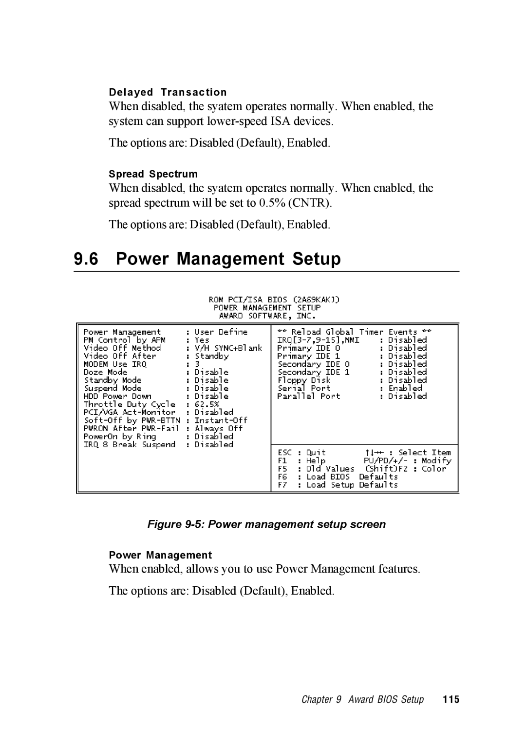 Advantech IPPC-9120, IPPC-9150 user manual Power Management Setup, Power management setup screen 