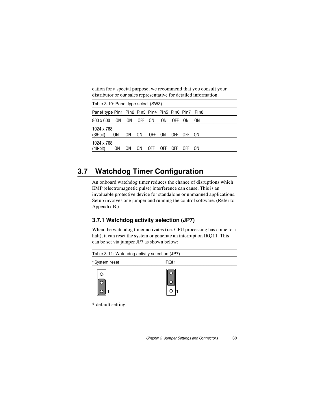 Advantech IPPC-9120, IPPC-9150 user manual Watchdog Timer Configuration, Watchdog activity selection JP7 