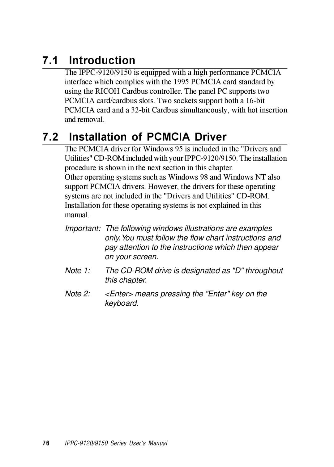 Advantech IPPC-9150, IPPC-9120 user manual Introduction, Installation of Pcmcia Driver 