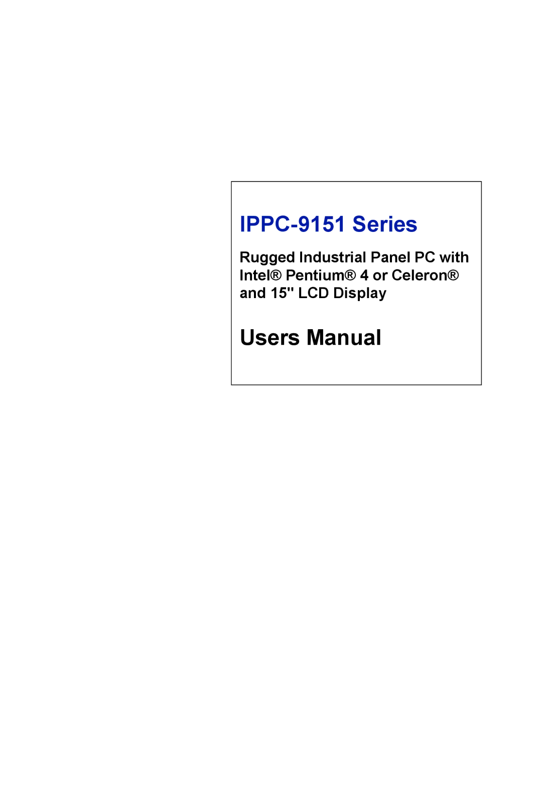 Advantech IPPC-9151 Series user manual 