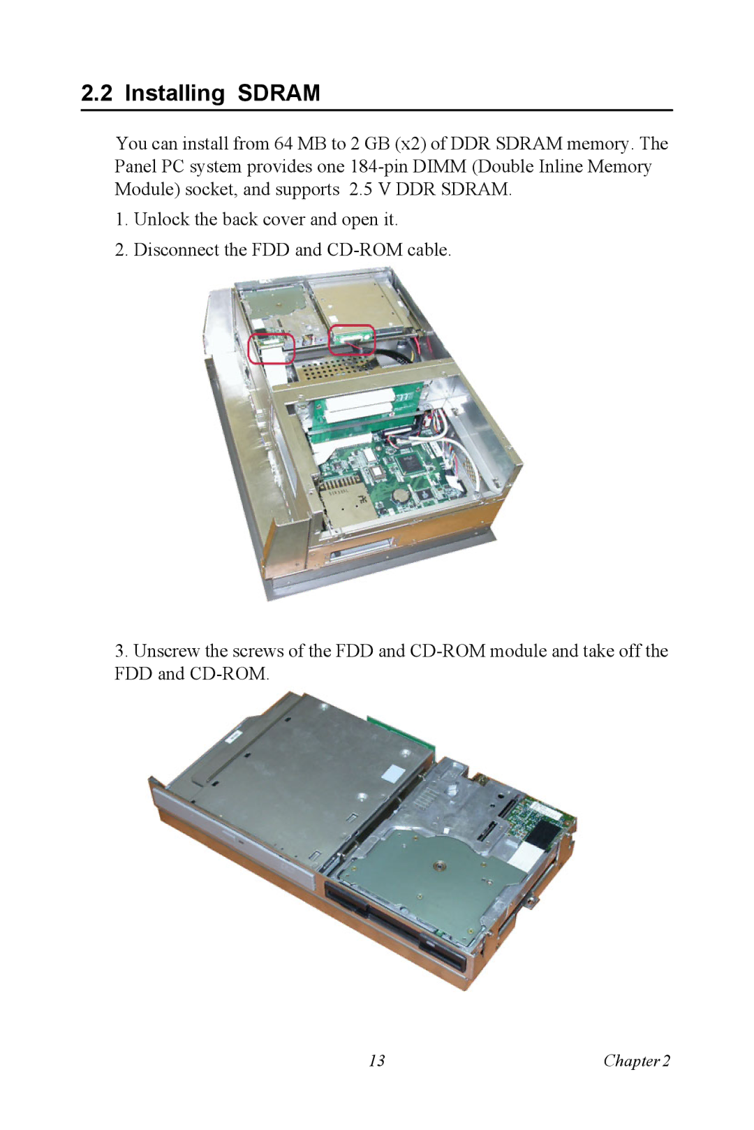 Advantech IPPC-9151 Series user manual Installing Sdram 