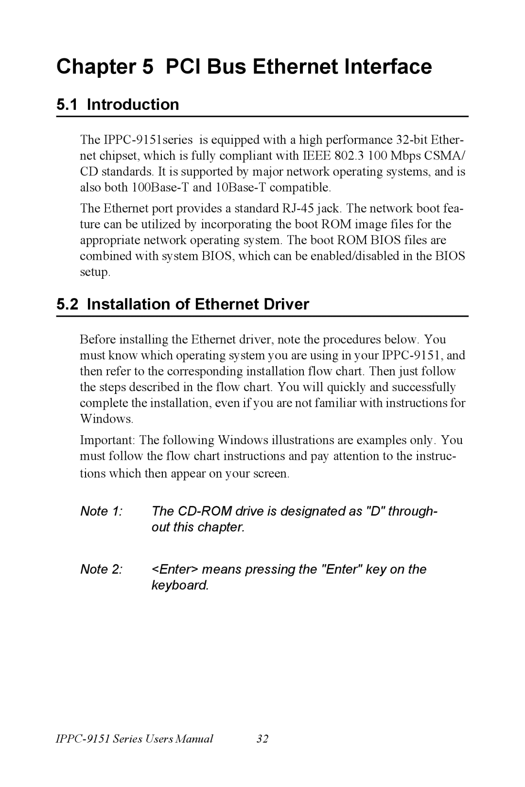 Advantech IPPC-9151 Series user manual PCI Bus Ethernet Interface, Installation of Ethernet Driver 