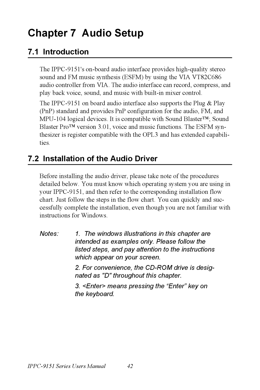 Advantech IPPC-9151 Series user manual Introduction, Installation of the Audio Driver 