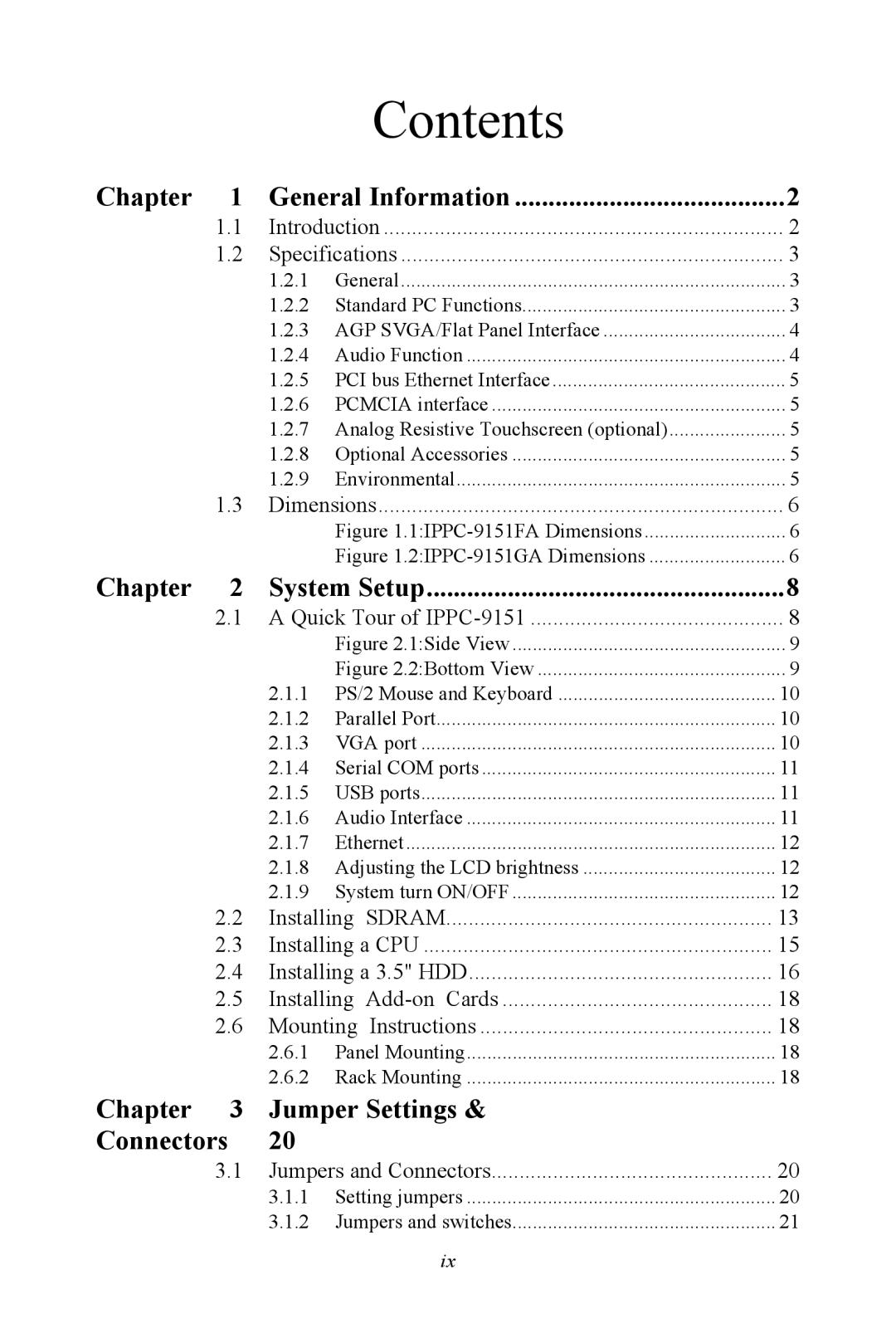 Advantech IPPC-9151 Series user manual Contents 