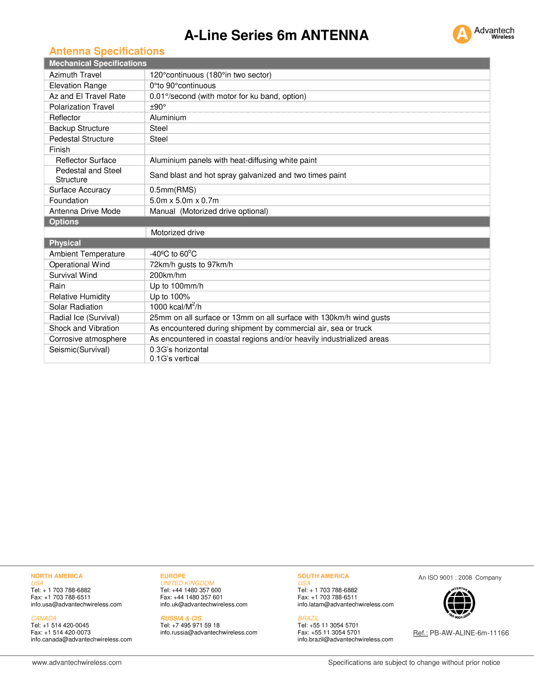 Advantech C3956T, K6T specifications Mechanical Specifications, Options, Physical 