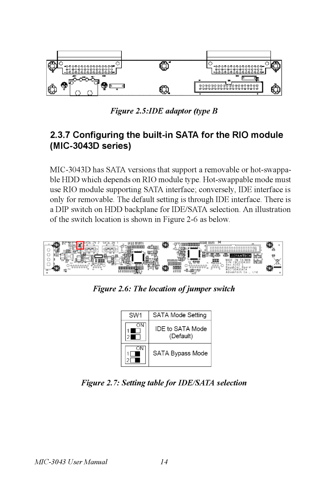 Advantech MIC-3043 user manual 5IDE adaptor type B 