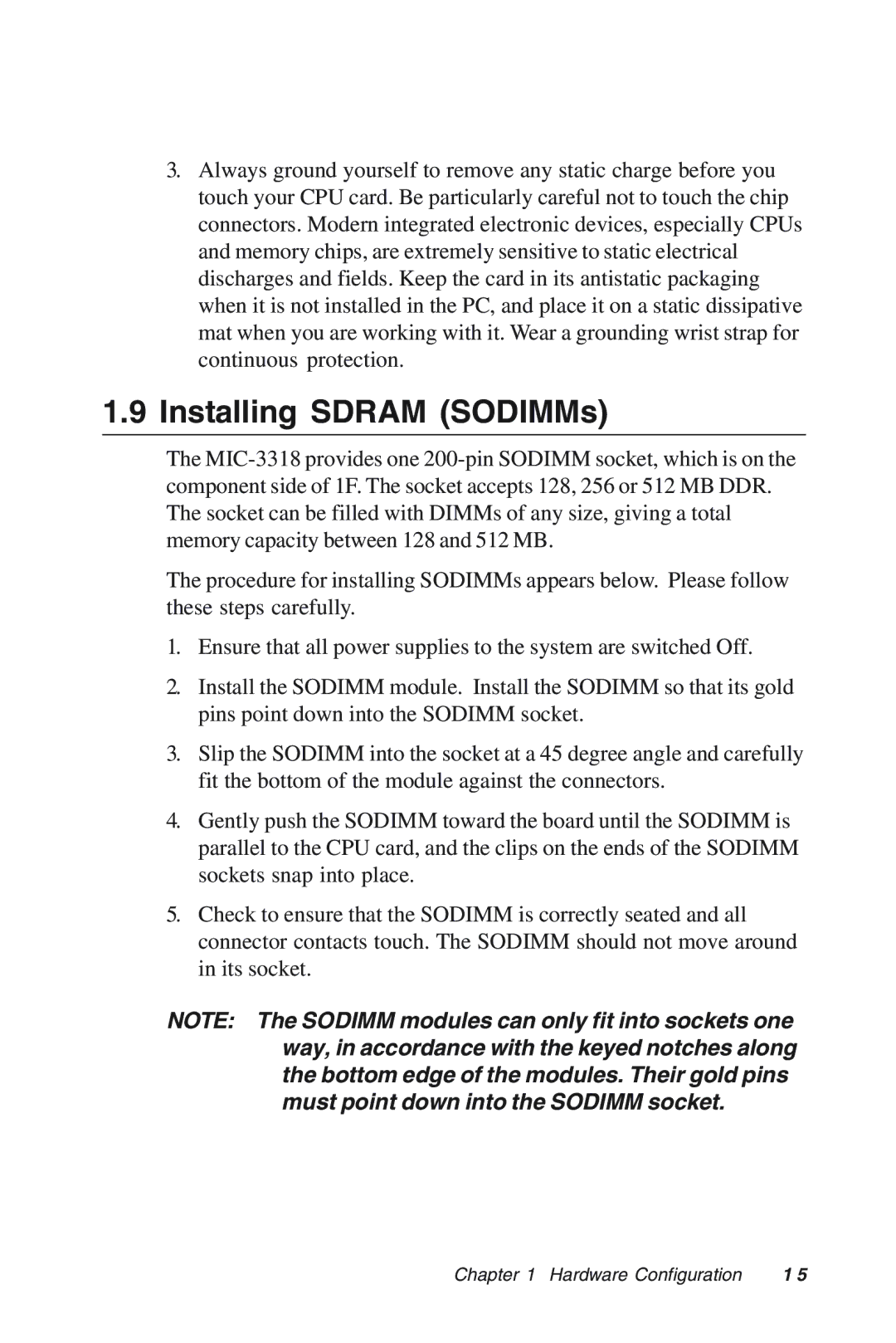 Advantech MIC-3318 manual Installing Sdram SODIMMs 