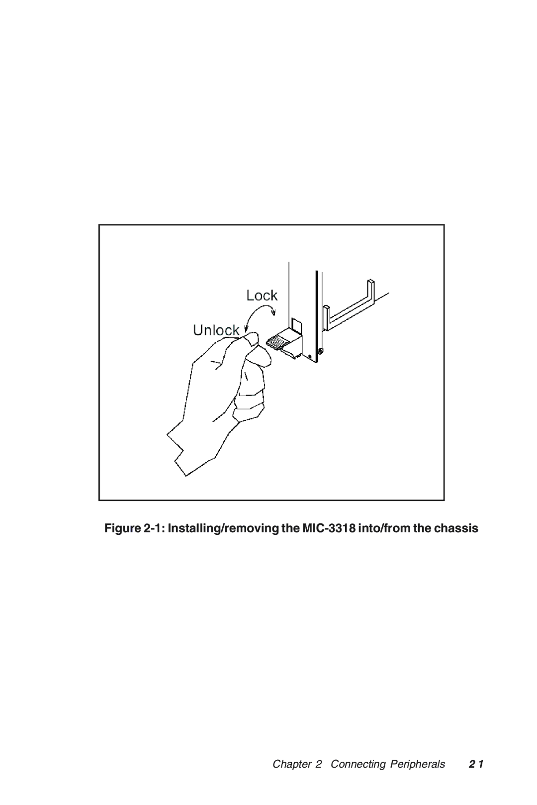 Advantech manual Installing/removing the MIC-3318 into/from the chassis 