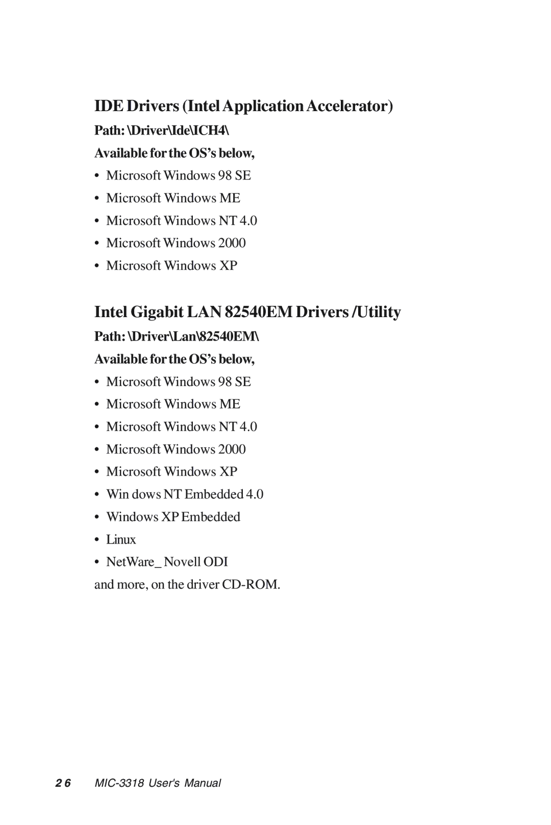 Advantech MIC-3318 manual IDE Drivers Intel Application Accelerator 