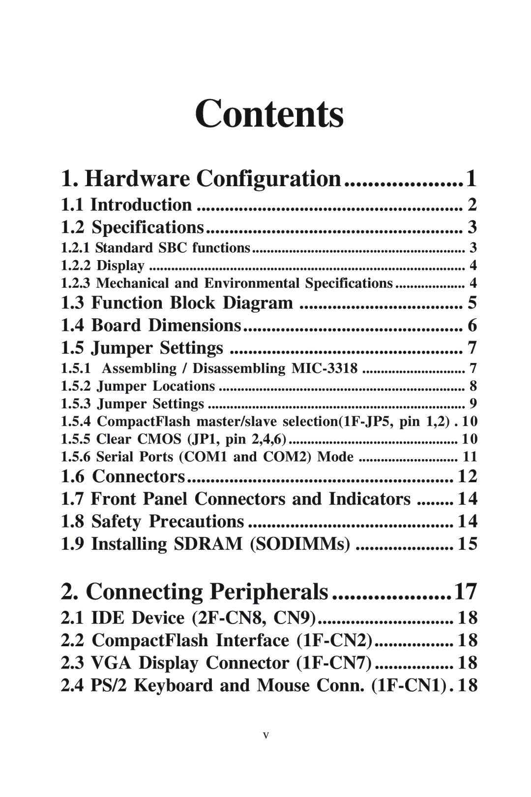 Advantech MIC-3318 manual Contents 