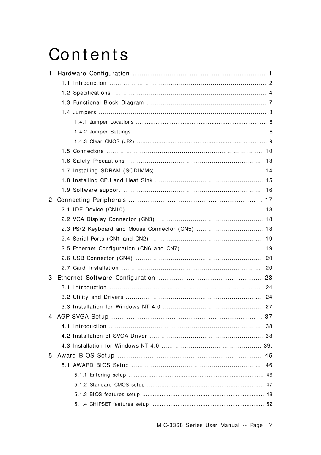 Advantech MIC-3368 manual Contents 