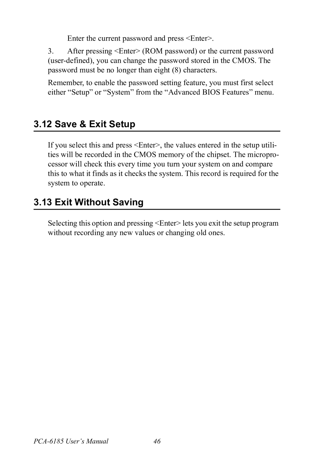 Advantech PCA-6185 user manual Save & Exit Setup, Exit Without Saving 