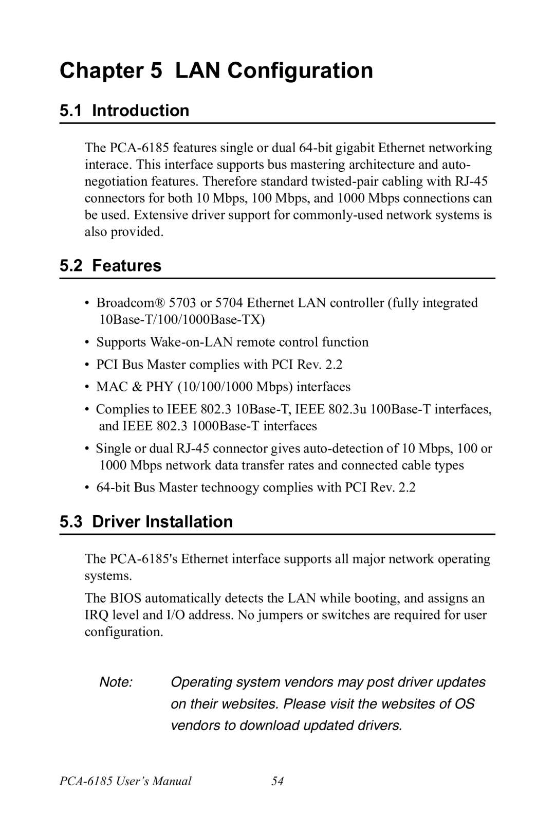 Advantech PCA-6185 user manual Introduction, Driver Installation 