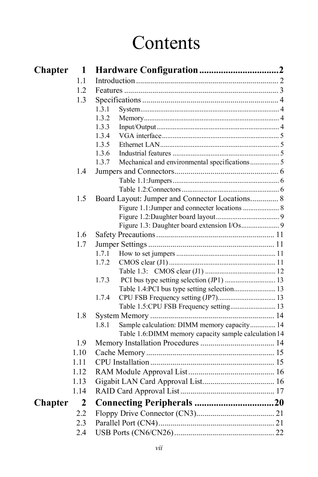 Advantech PCA-6185 user manual Contents 