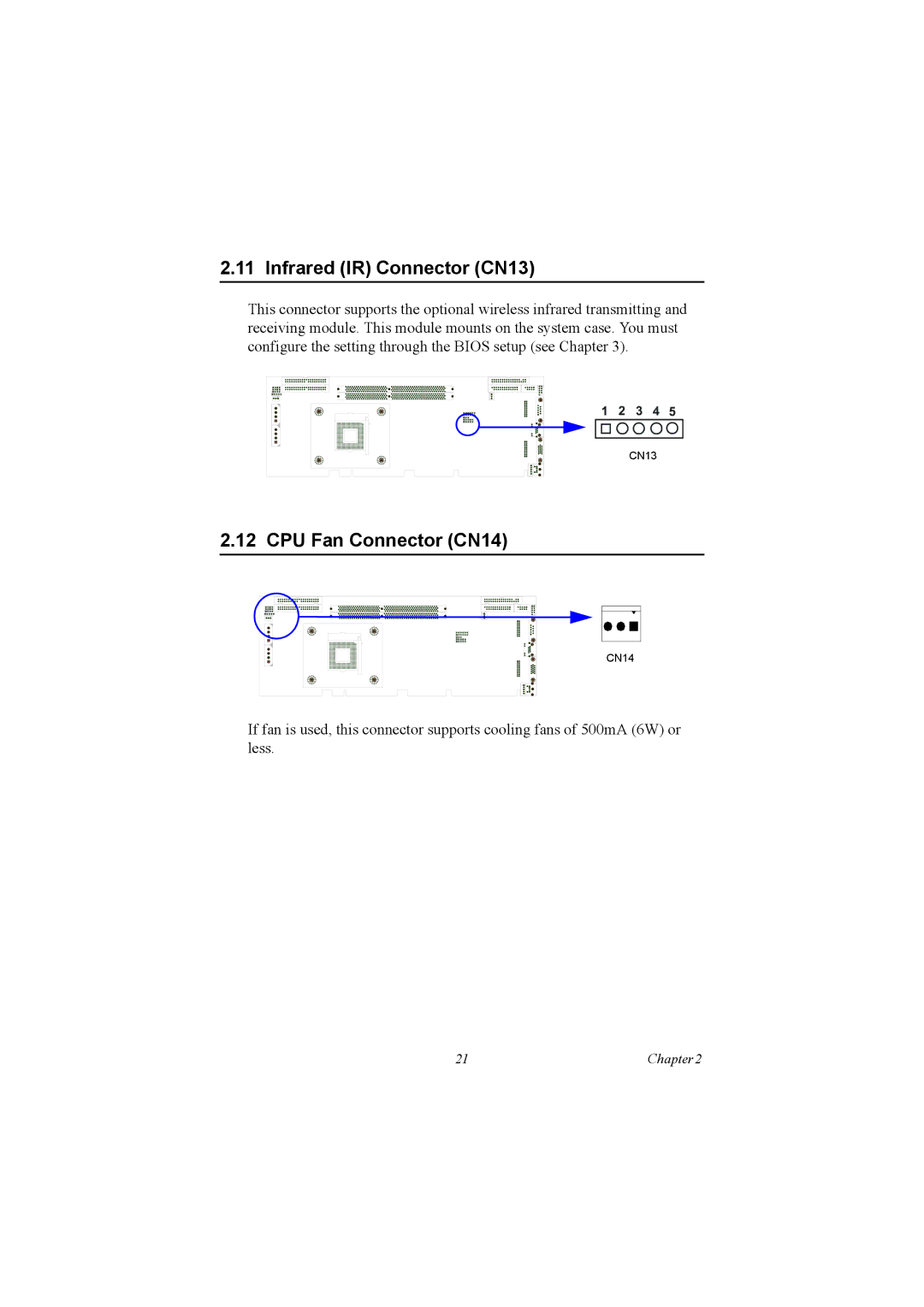 Advantech PCA-6186 user manual Infrared IR Connector CN13, CPU Fan Connector CN14 