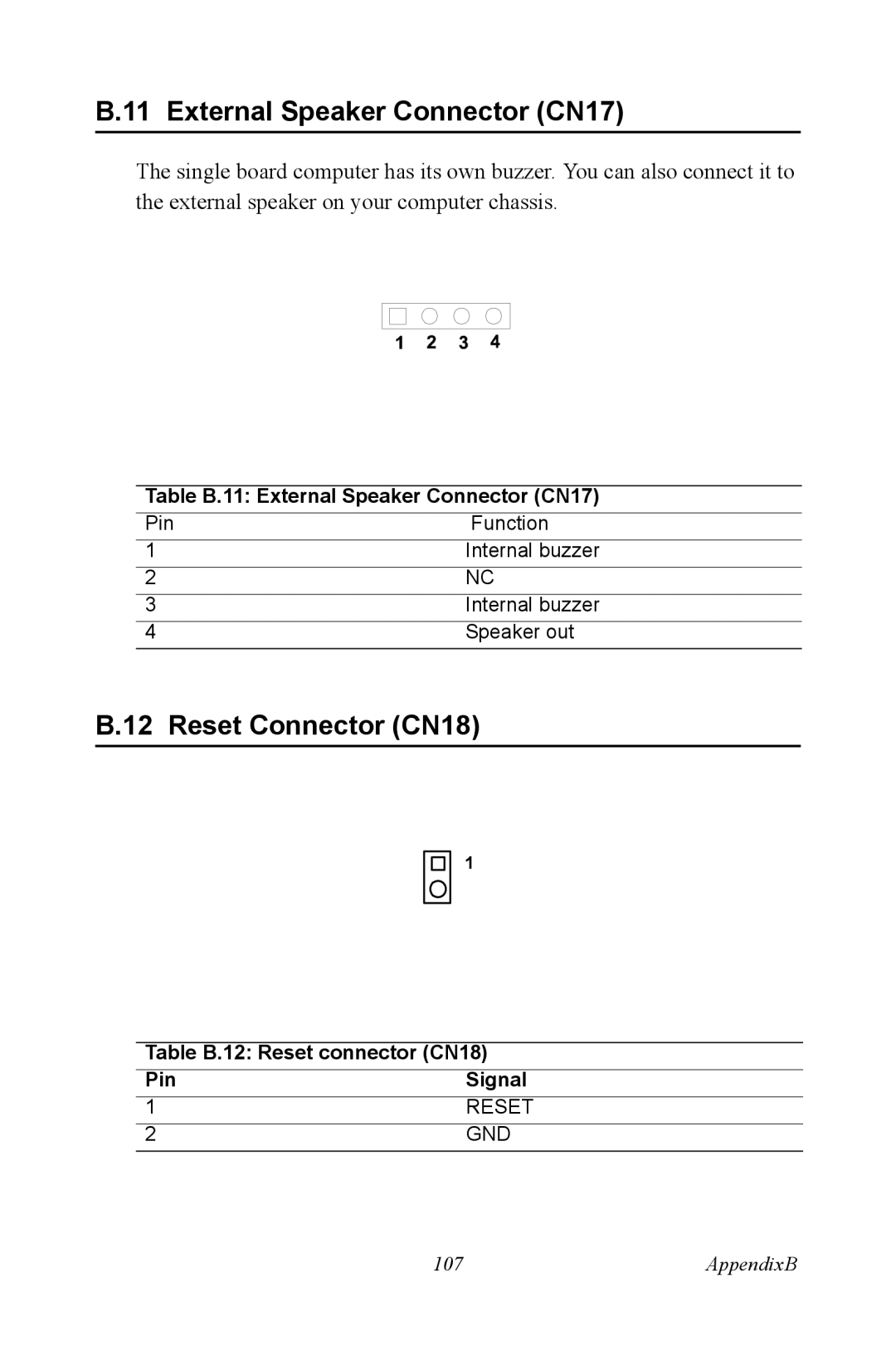 Advantech PCA-6187 user manual External Speaker Connector CN17, Reset Connector CN18 