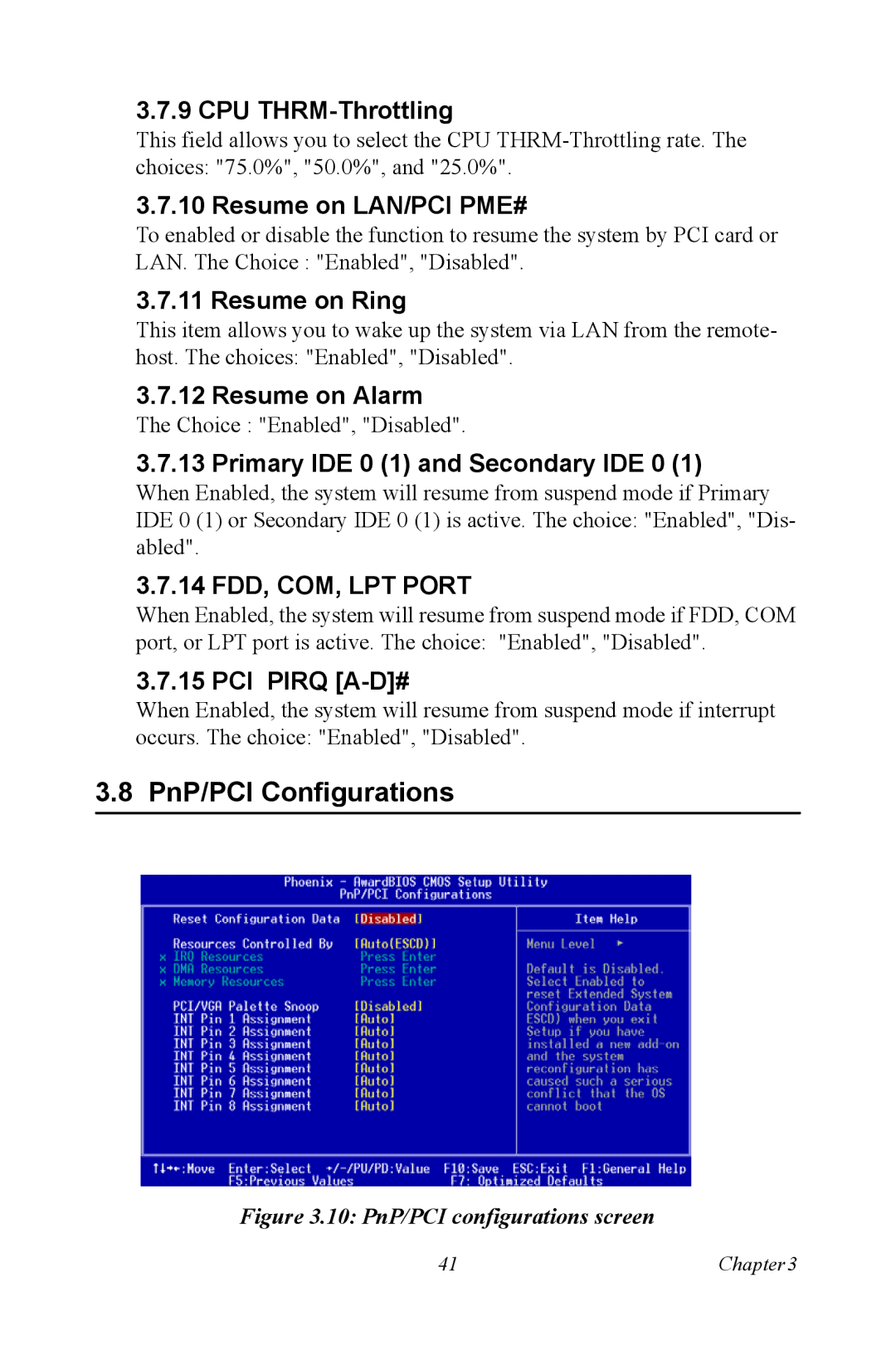 Advantech PCA-6187 user manual PnP/PCI Configurations 