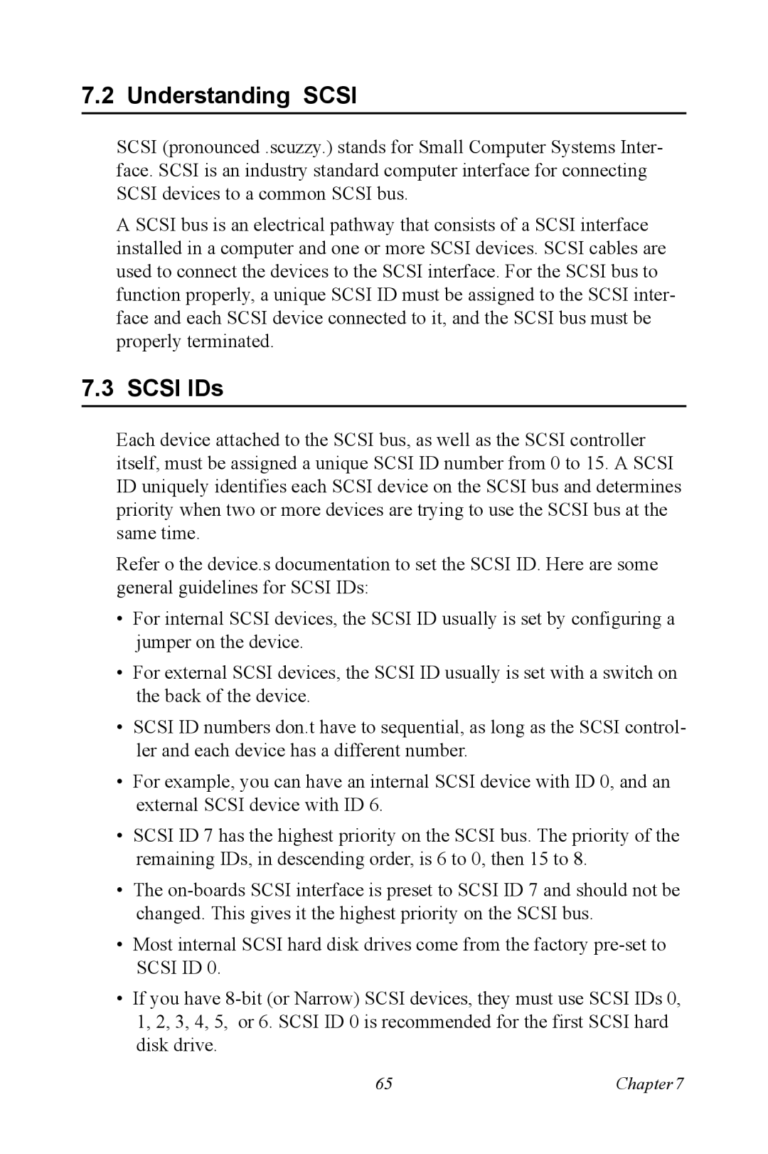Advantech PCA-6187 user manual Understanding Scsi, Scsi IDs 