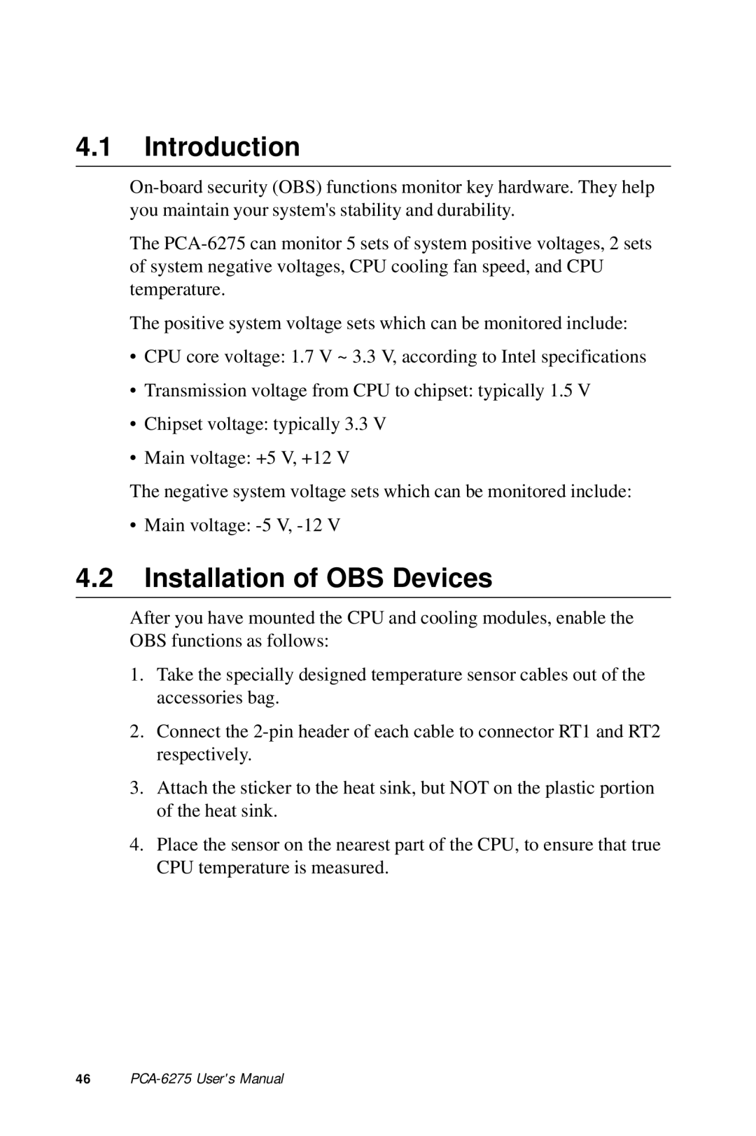 Advantech PCA-6275 manual Introduction, Installation of OBS Devices 