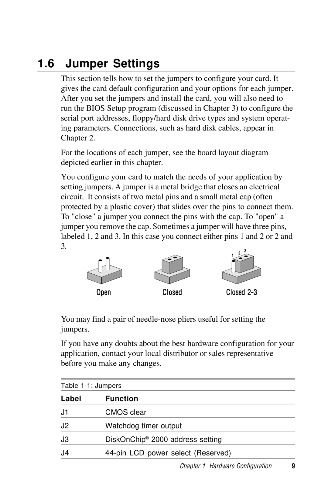 Advantech PCA-6359 user manual Jumper Settings, Label Function 