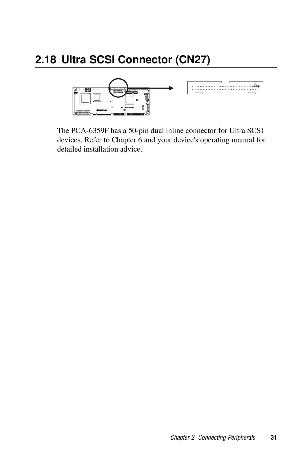 Advantech PCA-6359 user manual Ultra Scsi Connector CN27 