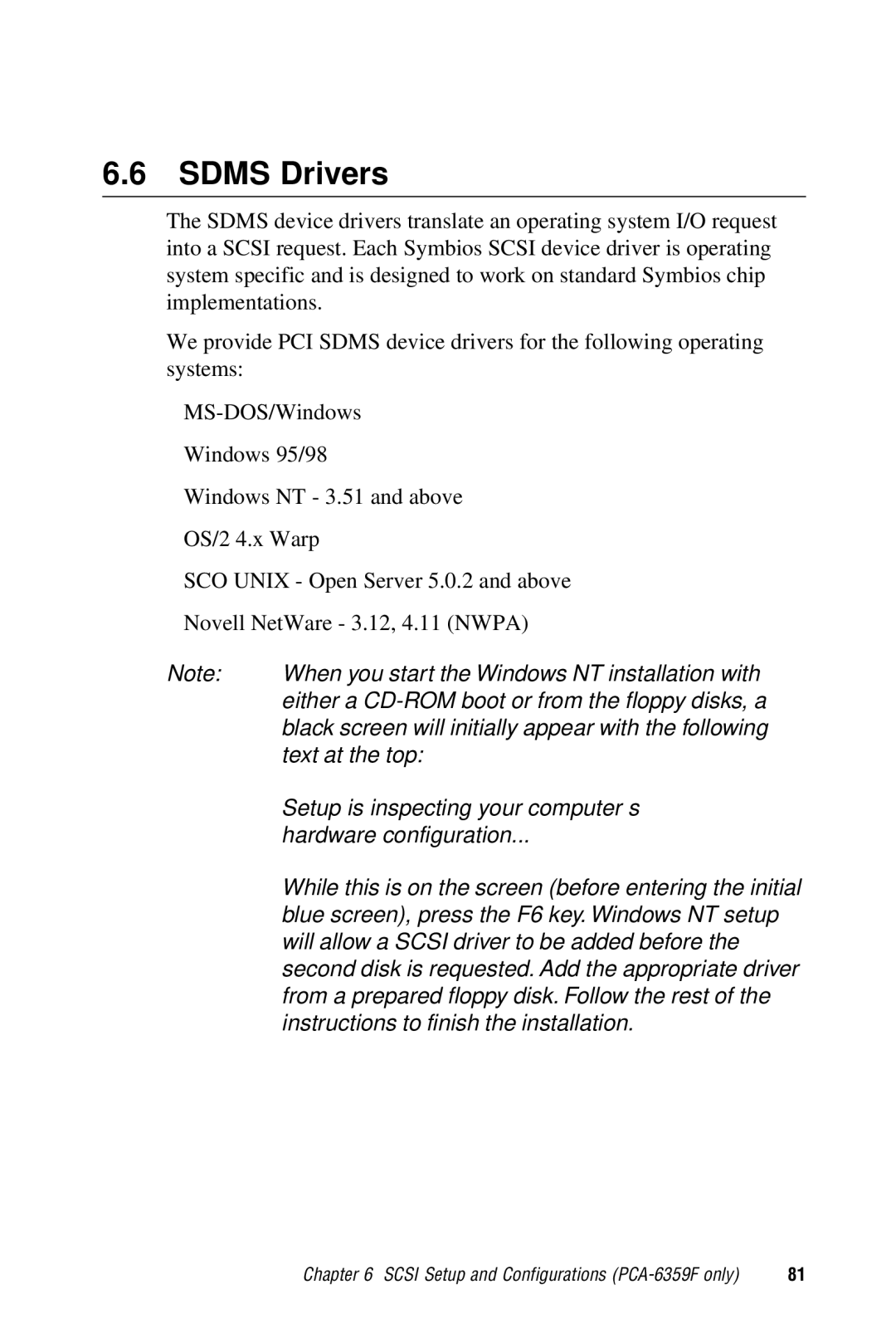 Advantech PCA-6359 user manual Sdms Drivers 