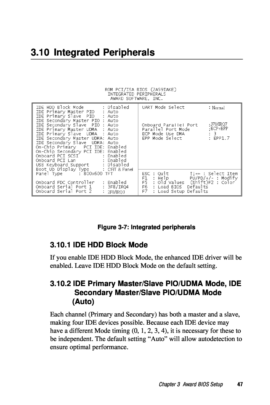 Advantech PCA-6359 user manual Integrated Peripherals, IDE HDD Block Mode, Auto 