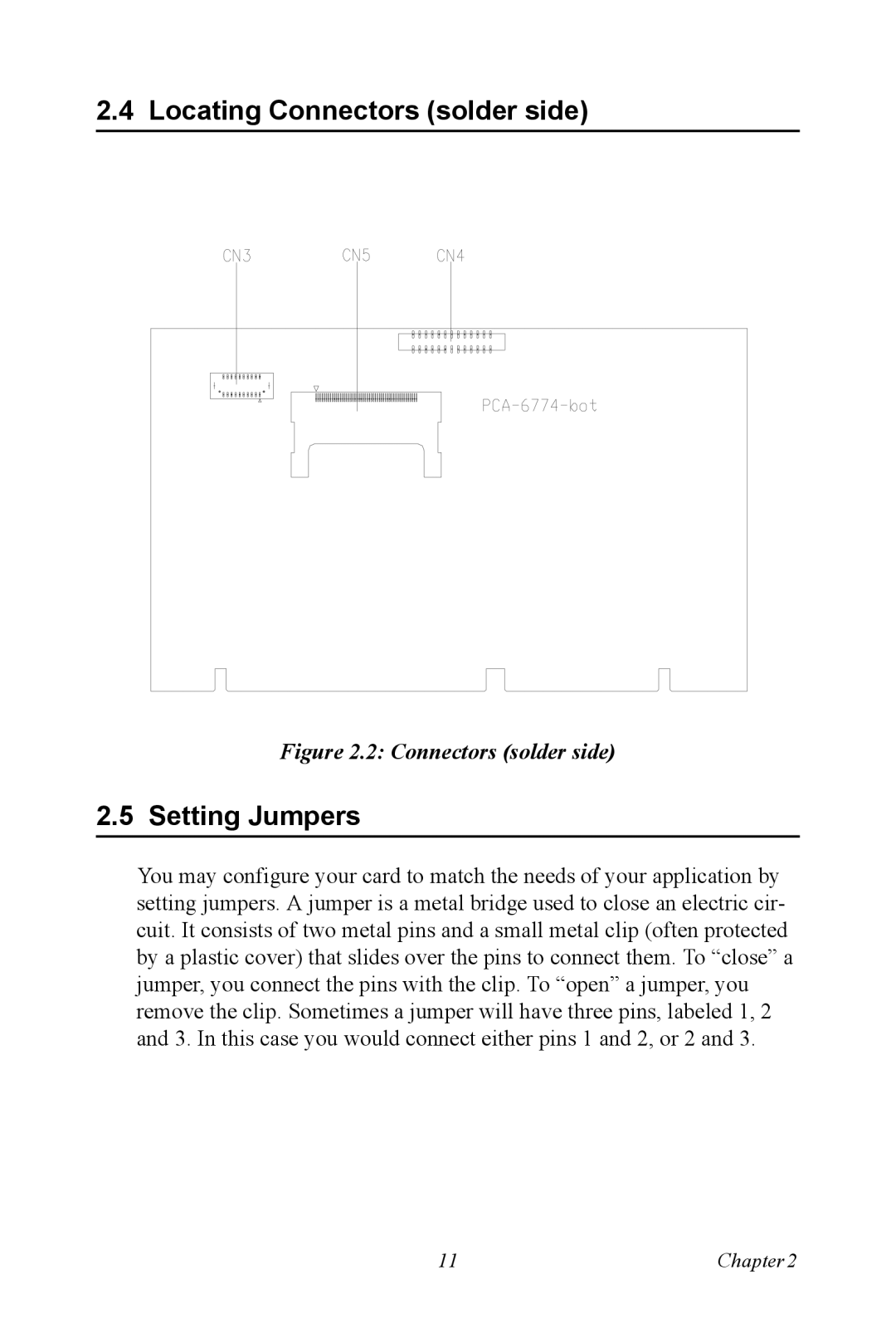 Advantech PCA-6774 user manual Locating Connectors solder side, Setting Jumpers 