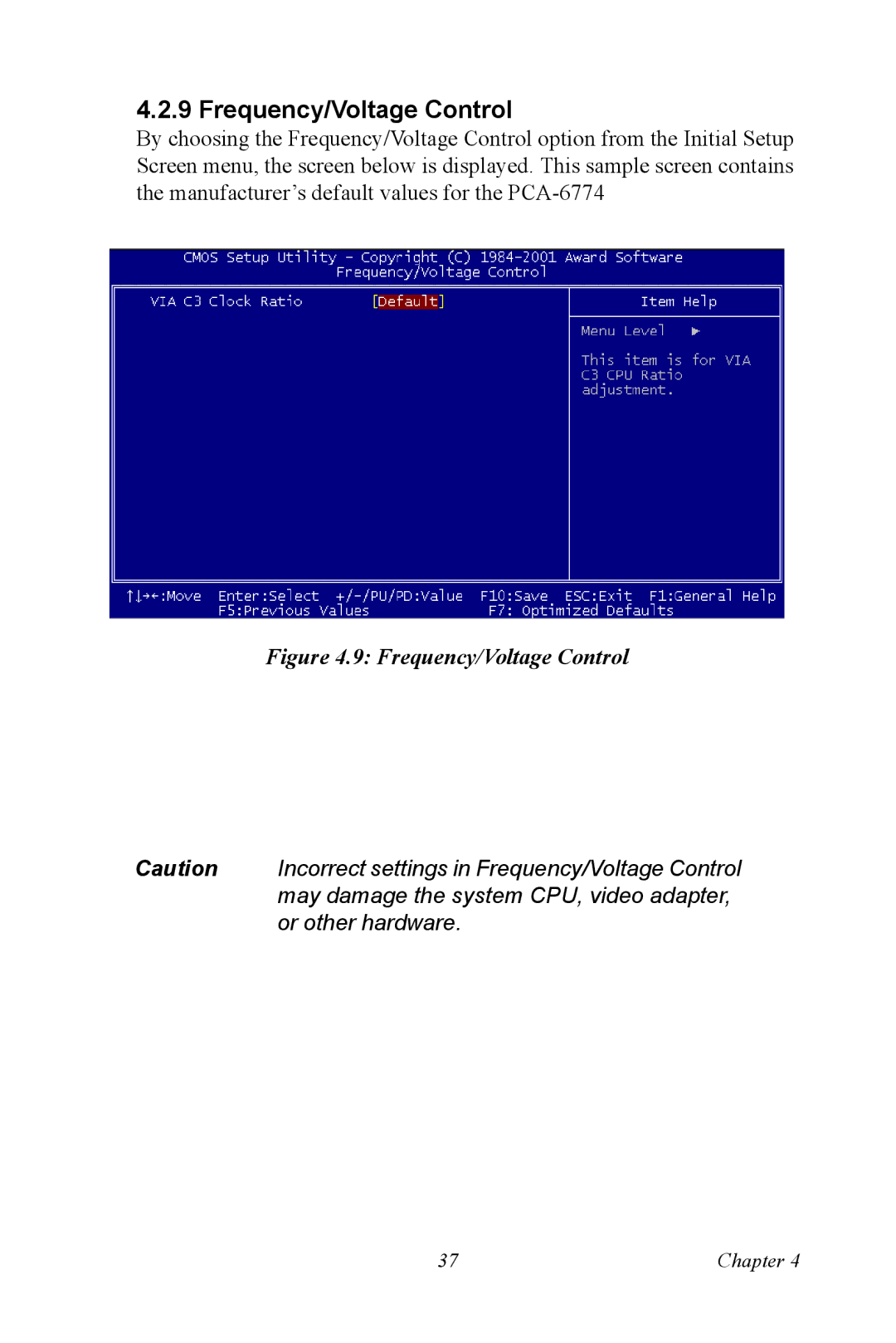 Advantech PCA-6774 user manual Frequency/Voltage Control 