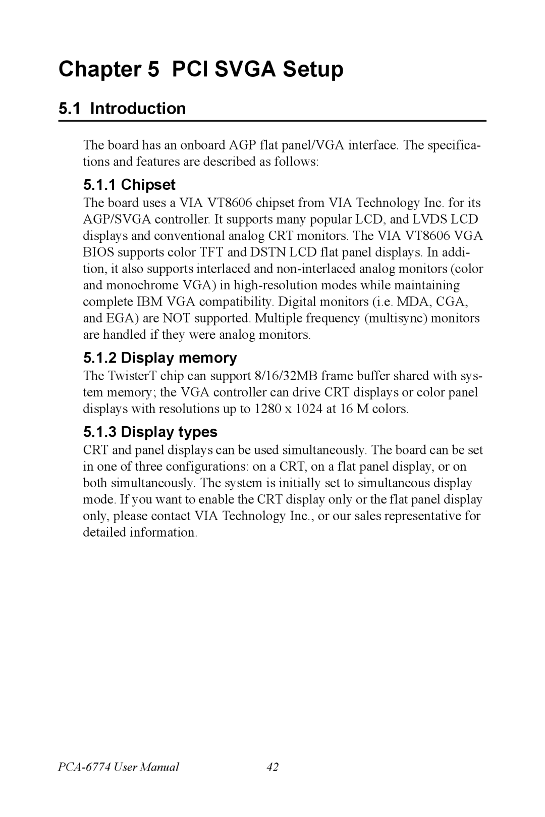 Advantech PCA-6774 user manual Chipset, Display memory, Display types 