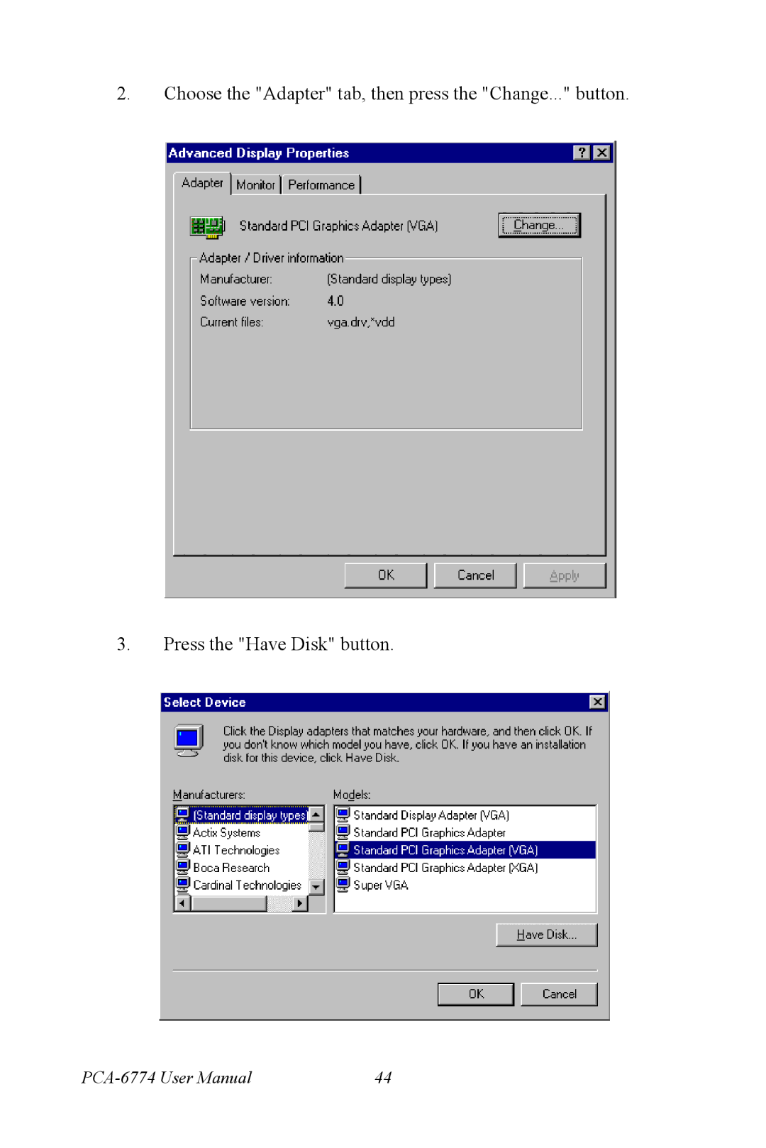 Advantech PCA-6774 user manual 