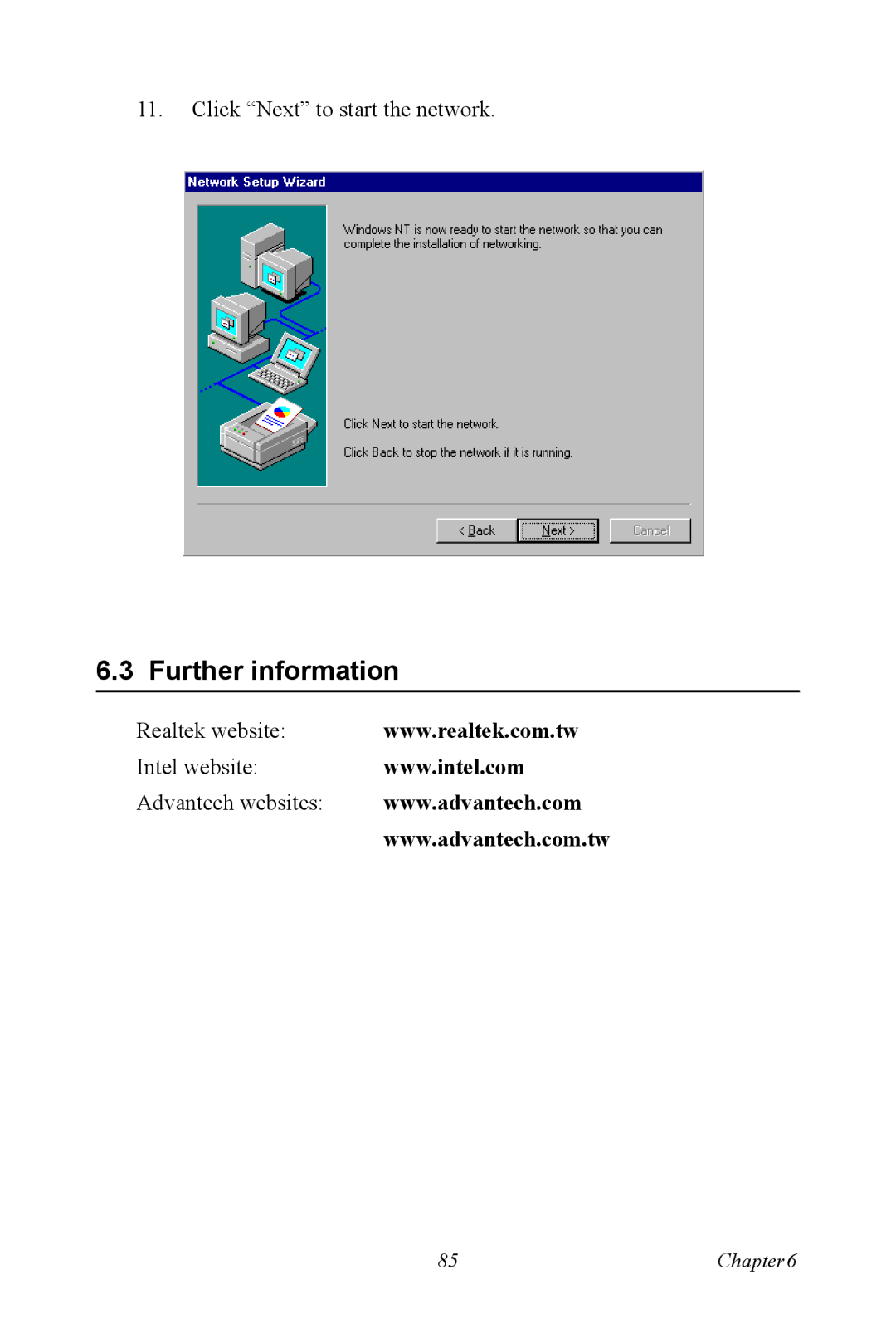 Advantech PCA-6774 user manual Realtek website Intel website Advantech websites 