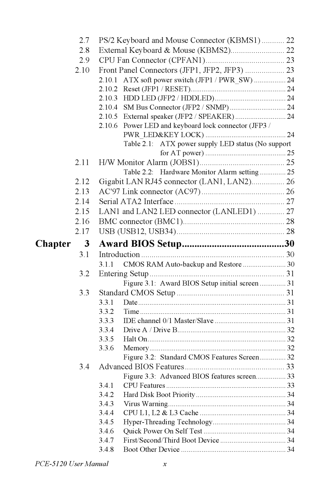 Advantech PCE-5120 user manual Chapter Award Bios Setup 