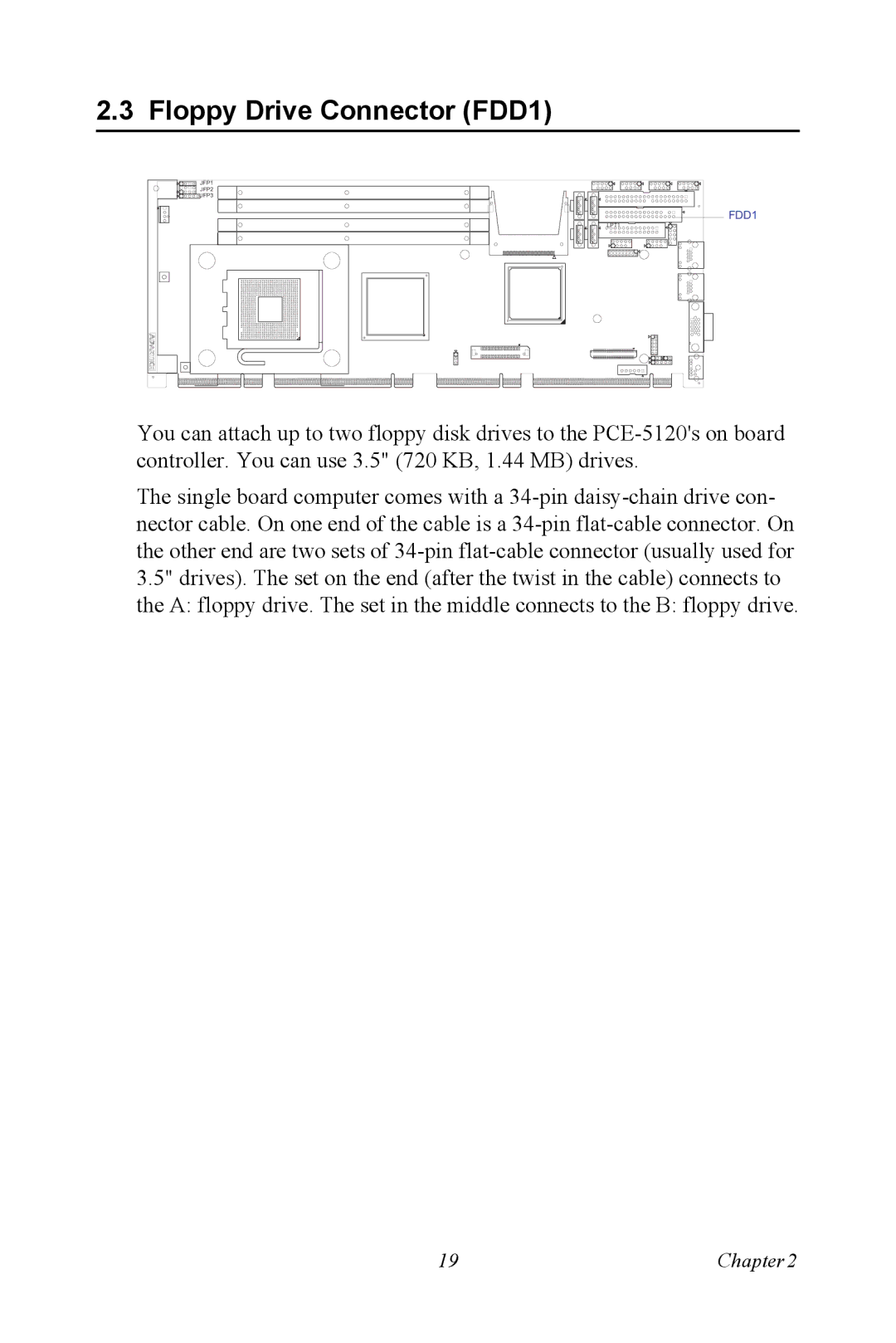 Advantech PCE-5120 user manual Floppy Drive Connector FDD1 