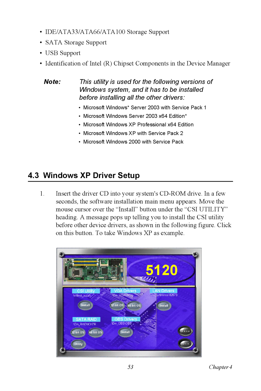 Advantech PCE-5120 user manual Windows XP Driver Setup 