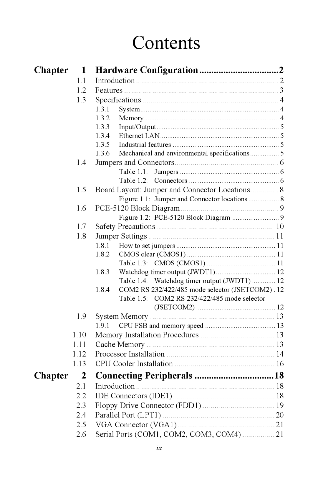 Advantech PCE-5120 user manual Contents 