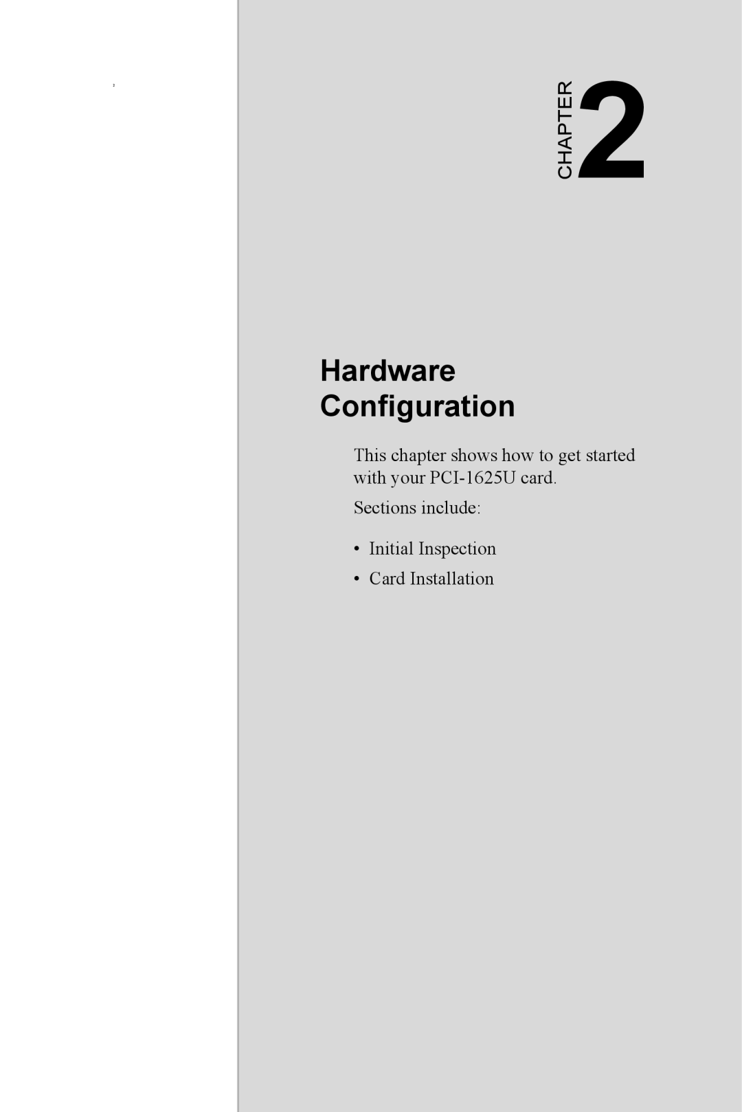 Advantech PCI-1625U user manual Hardware Configuration 