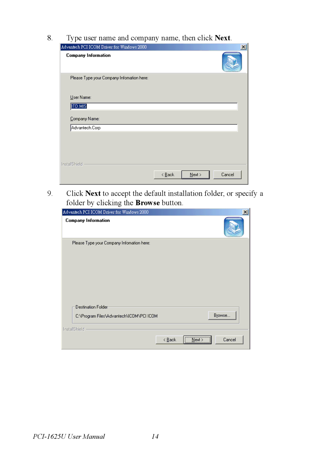 Advantech PCI-1625U user manual 