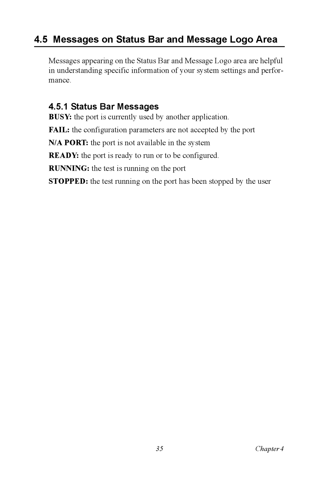 Advantech PCI-1625U user manual Messages on Status Bar and Message Logo Area, Status Bar Messages 