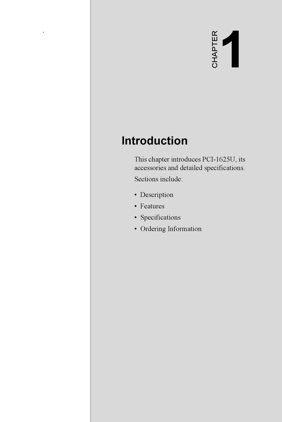 Advantech PCI-1625U user manual Introduction, Chapter 