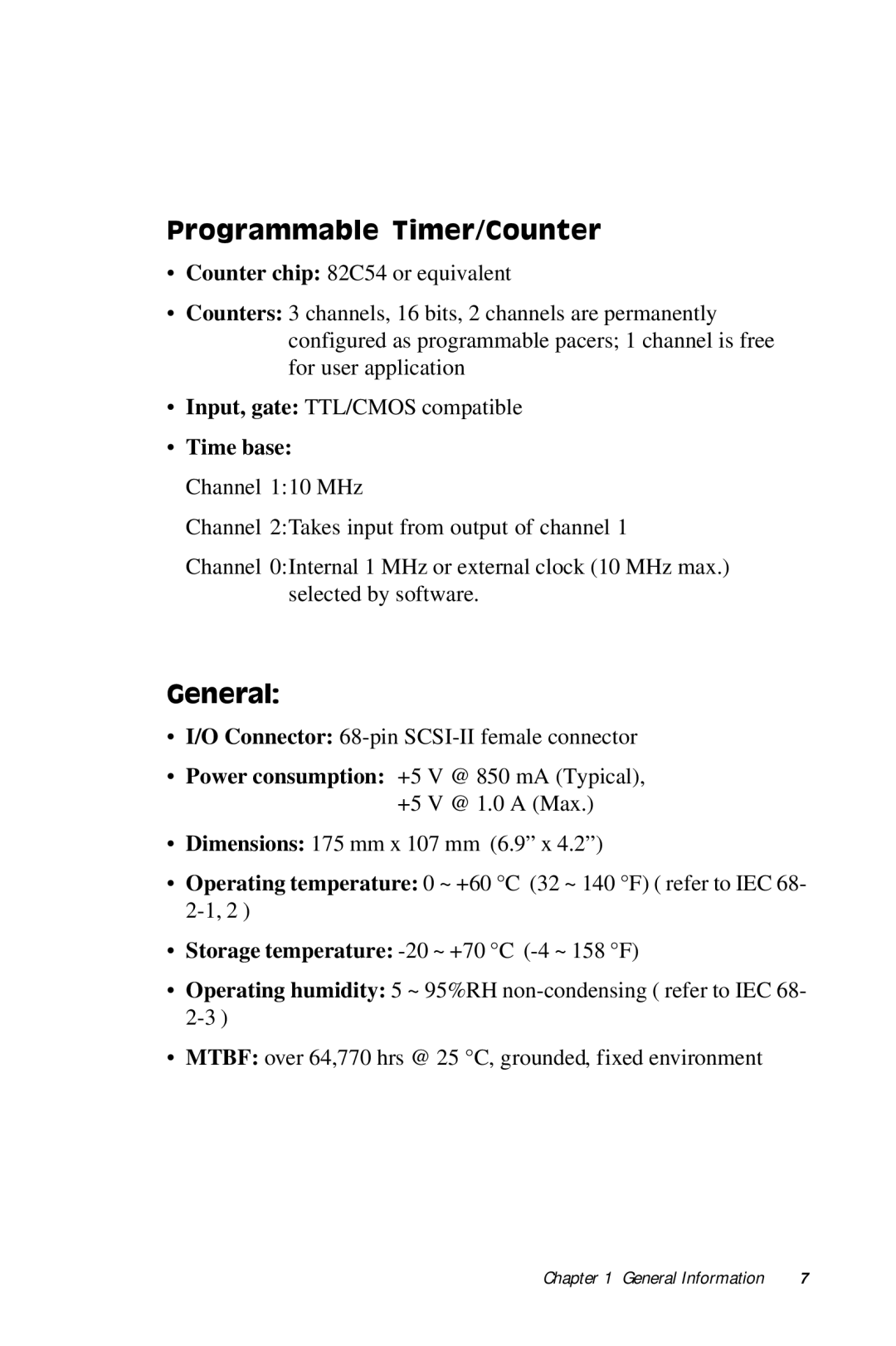 Advantech PCI-1710 user manual Programmable Timer/Counter, General 