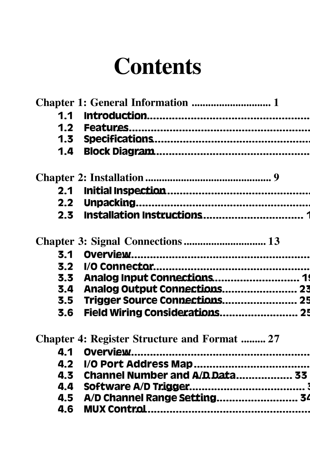 Advantech PCI-1710 user manual Contents 