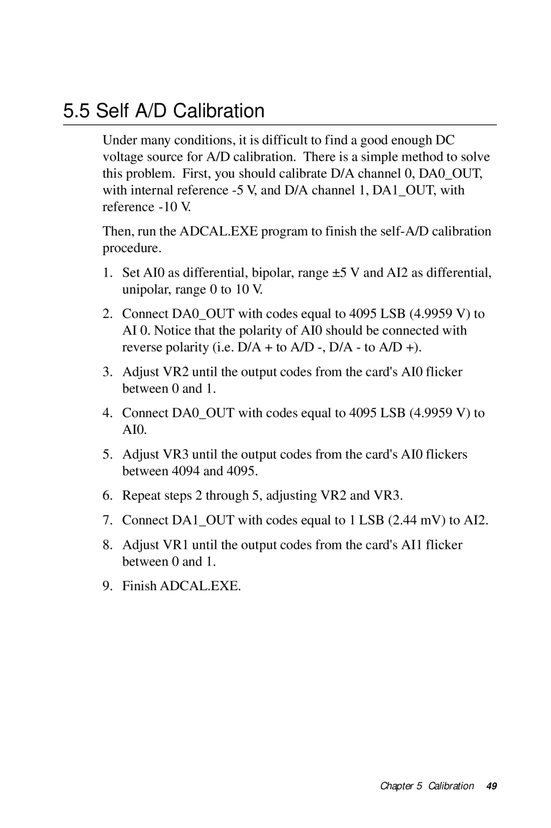 Advantech PCI-1710 user manual Self A/D Calibration 