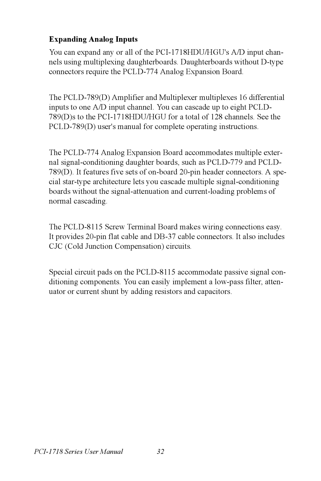 Advantech PCI-1718 Series user manual Expanding Analog Inputs 