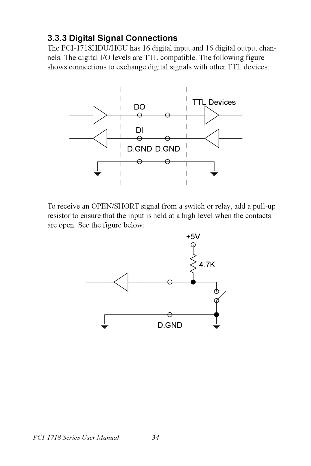 Advantech PCI-1718 Series user manual Digital Signal Connections, Gnd D.Gnd 