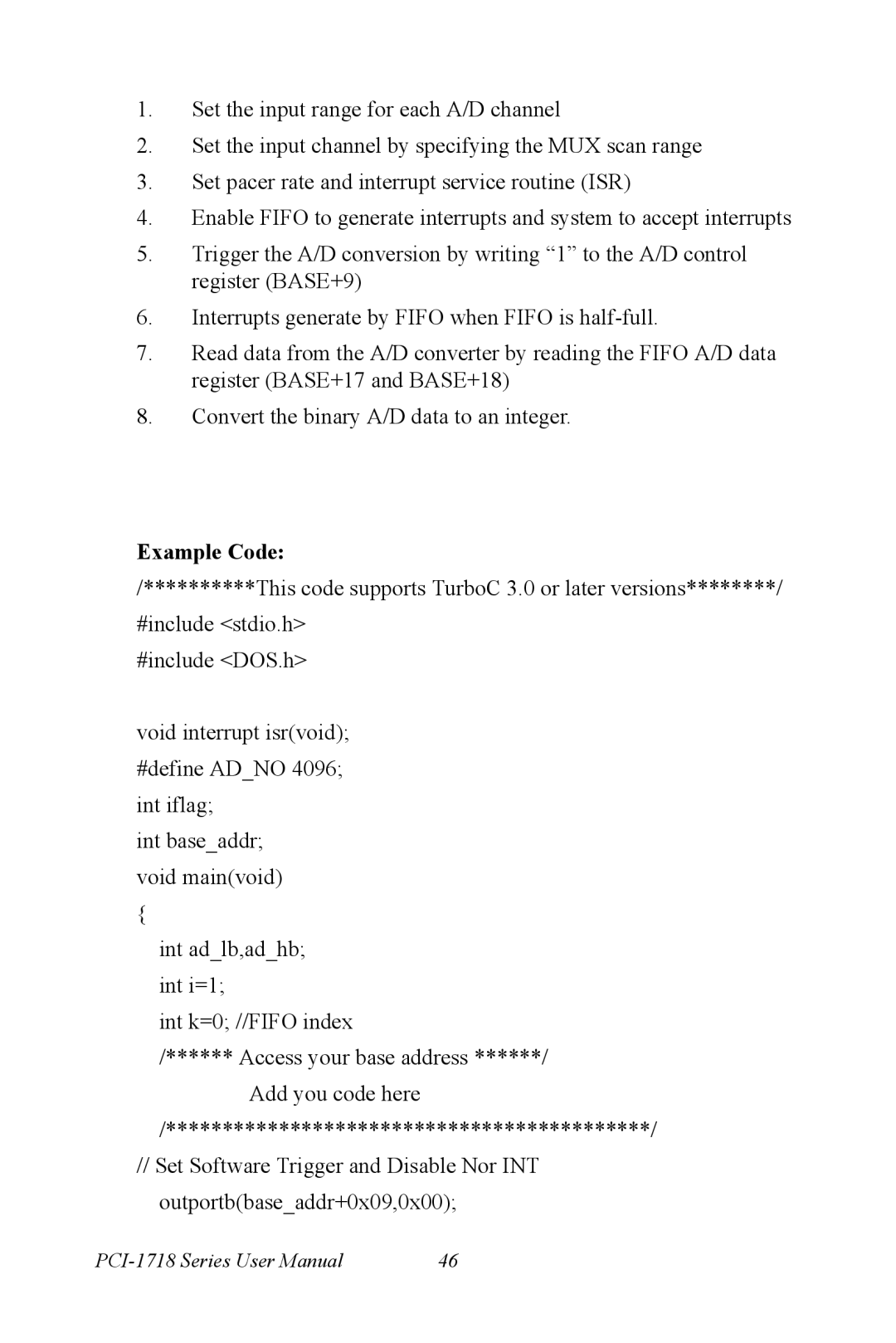 Advantech PCI-1718 Series user manual Add you code here 