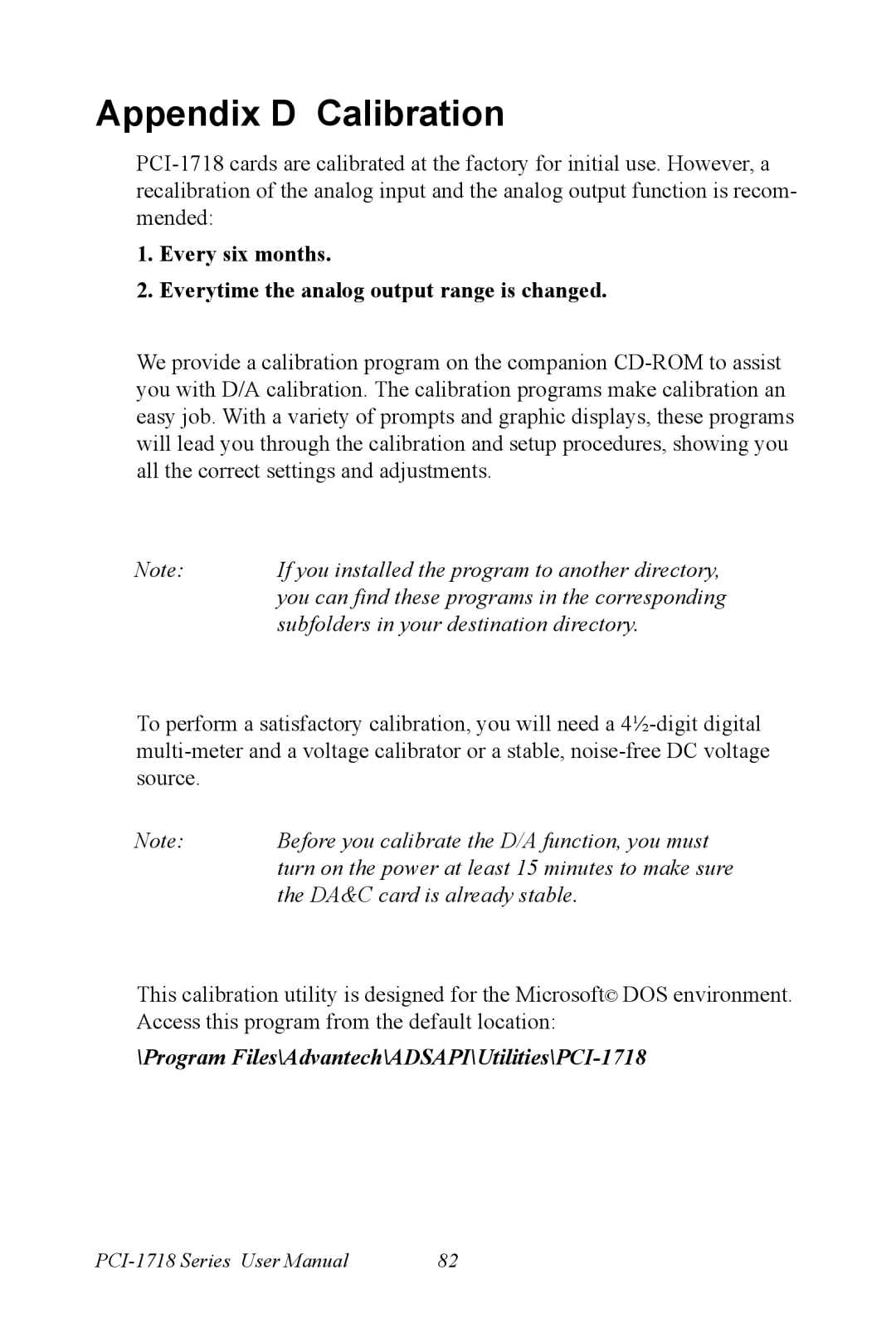 Advantech PCI-1718 Series user manual Appendix D Calibration 